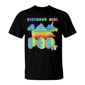 Kids Pop It 1St Year Old Birthday Girl Unicorn Pop It Girls T-Shirt | Mazezy