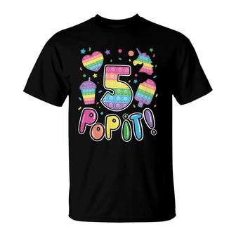 Kids Pop It 5Th Birthday Girls Boys 5 Years Old Fidget T-Shirt - Seseable