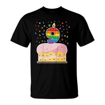 Kids Pop It 9Th Birthday Cake Girls Boys 9 Years Old Fidget T-Shirt - Seseable