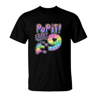 Kids Pop It 9th Birthday Girls Boys 9 Years Old Fidget T-Shirt - Seseable