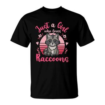 Kids Raccoon Just A Girl Who Loves Raccoons Retro T-Shirt | Mazezy
