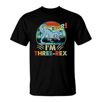 Kids Rawr I'm Three Rex 3Rd Birthday 3 Years Old Dinosaur Kids T-Shirt | Mazezy DE
