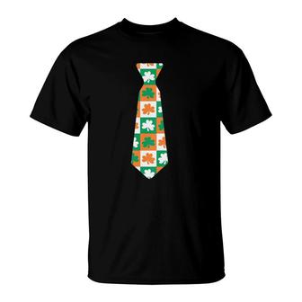 Kids Toddler Boys Clover Tie Graphic For St Patrick's Day Outfit T-Shirt | Mazezy