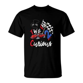 Kids Two Fast 2 Curious Racing 2nd Birthday Boy Top Birthday T-Shirt - Seseable