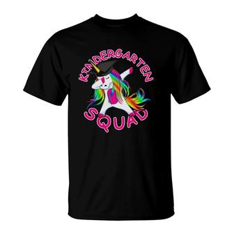Kindergarten Squad Dabbing Unicorn 2021 1St Day Of School T-Shirt | Mazezy