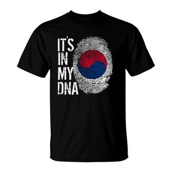 Korean Pride Fingerprint It's In My Dna Korea Flag T-Shirt | Mazezy