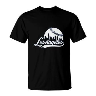 La Los Angeles City Baseball Skyline T-Shirt | Mazezy