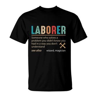 Laborer Definition Magician Job Title Vintage Style T-shirt - Thegiftio UK