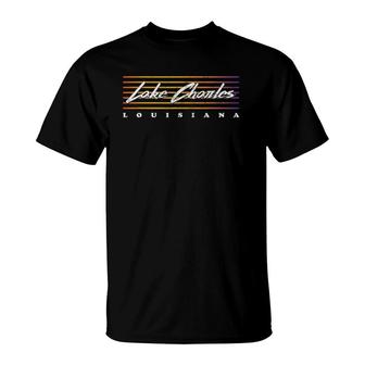Lake Charles Louisiana Retro Style T-Shirt | Mazezy