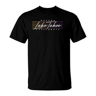 Lake Tahoe Retro Style California Nevada T-Shirt | Mazezy
