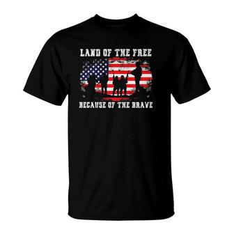 Land Of The Free Because Of The Brave American Flag T-Shirt | Mazezy