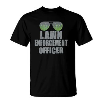 Lawn Enforcement Officer Landscaper Gardener Funny Dad Gift T-Shirt | Mazezy UK