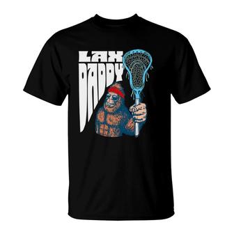 Lax Daddy Funny Sasquatch Lacrosse Fan Dad Bigfoot Beard T-Shirt | Mazezy