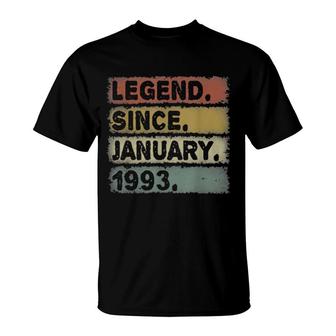 Legend January 1993 29Th Birthday Retro 29 Years Old T-Shirt | Mazezy