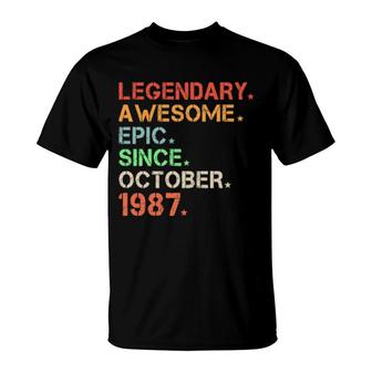 Legendary Awesome Epic Since October 1987 Retro Birthday T-Shirt | Mazezy