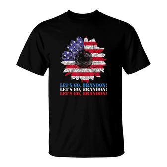 Let’s Go Brandon Sunflower American Flag Tee Shirt T-Shirt | Mazezy