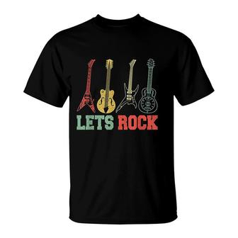 Lets Rock Guitar Retro Gift T-Shirt | Mazezy