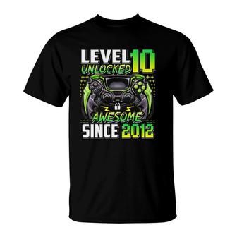 Level 10 Unlocked Awesome Since 2012 10Th Birthday Gaming T-Shirt | Mazezy