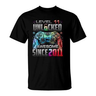 Level 11 Unlocked Awesome Since 2011 11Th Birthday Gaming T-Shirt | Mazezy