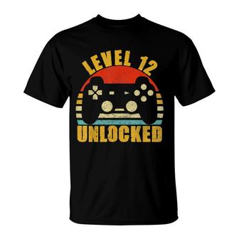 Level 12 Unlocked 12 Years Old Video Gamer 12Th Birthday T-Shirt | Mazezy