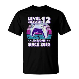 Level 12 Unlocked Bday Gamer Boy Girl 12 Years Old Birthday T-Shirt | Mazezy