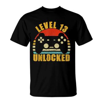 Level 13 Unlocked 13 Years Old Video Gamer 13Th Birthday T-Shirt | Mazezy
