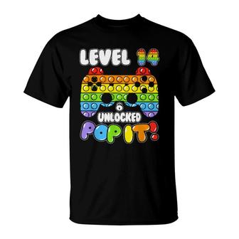 Level 14 Unlock Boy Girl Pop It 14 Years Old Birthday Gamer T-Shirt | Mazezy