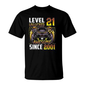 Level 21 Unlocked Awesome Since 2001 21St Birthday Gaming T-Shirt | Mazezy