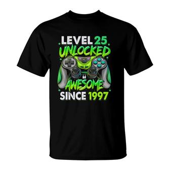 Level 25 Unlocked Awesome Since 1997 25Th Birthday Gaming T-Shirt | Mazezy