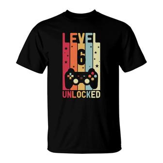 Level 6 Unlocked Funny Design And Cool Gifts For 6Th Birthday Gamer T-Shirt - Seseable