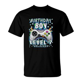 Level 7 Unlocked Video Game 7th Birthday Gamer Boys T-Shirt - Seseable
