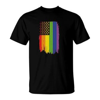 Lgbt Flag Rainbow Flag Neon Gay Pride T-Shirt | Mazezy