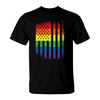 Lgbt Lgbtqia Usa Flag Colorful Gay Lesbian Support  T-Shirt