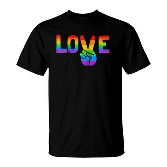 Lgbt Love Peace Sign Rainbow Raglan Baseball Tee T-Shirt | Mazezy