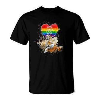Lgbt Pride Daddy Tiger Rainbow Best Dad Ever Father's Day T-Shirt | Mazezy AU