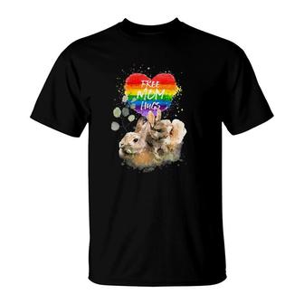 Lgbt Pride Mama Rabbit Baby Bunny Free Mom Hugs Mothers Day Raglan Baseball Tee T-Shirt | Mazezy