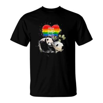 Lgbt Pride Papa Panda Bear Free Dad Hugs Father's Day Love Raglan Baseball Tee T-Shirt | Mazezy