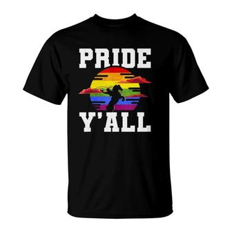 Lgbt Rainbow Gay Pride Flag Cowboy Hat Western Cowboy T-Shirt | Mazezy