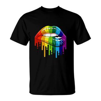 Lgbt Rainbow Lip Gay Pride T-Shirt | Mazezy