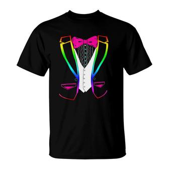 Lgbt Tuxedo Costume Party Rainbow T-Shirt | Mazezy