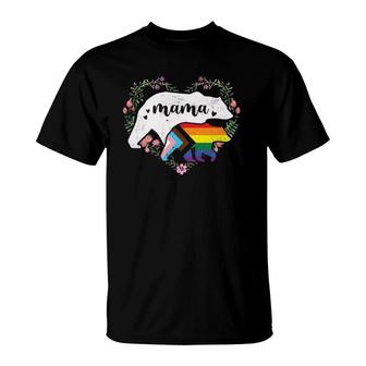 Lgbtq Mama Bear Progress Pride Flag Gay Equal Rights Rainbow T-Shirt | Mazezy