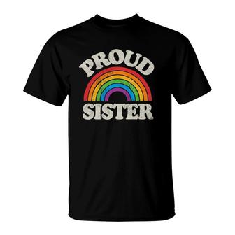 Lgbtq Proud Sister Gay Pride Lgbt Ally Family Rainbow Flag T-Shirt | Mazezy