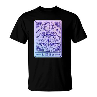 Libra Astrology & Zodiac Sign Art Tarot Card Style Drawn  T-Shirt