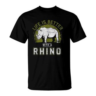 Life Is Better With A Rhino T-Shirt | Mazezy