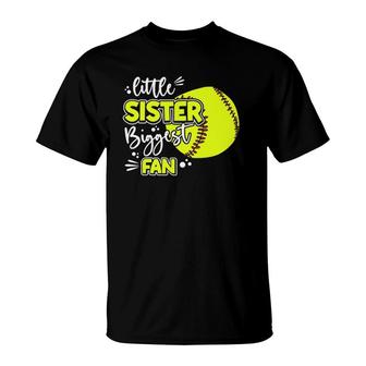 Little Sister Biggest Fan Softball, Softball Girl T-Shirt | Mazezy