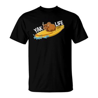 Living The Yak Life - Funny Yak In A Kayak T-Shirt | Mazezy