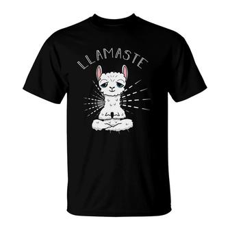 Llamaste Namaste Cute Llama Yoga Instructor Zen Art T-Shirt | Mazezy