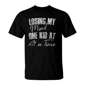 Losing My Mind One Kid At A Time Funny Mother's Day Zip T-Shirt | Mazezy CA