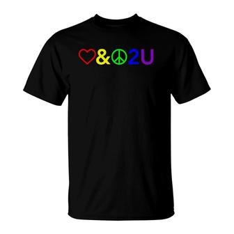 Love & Peace To You Heart Peace Sign Rainbow Tee T-Shirt | Mazezy