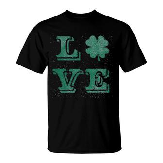 Love Lucky Clover Saint Patricks Day Cute Irish St Patty Shamrock T-Shirt | Mazezy